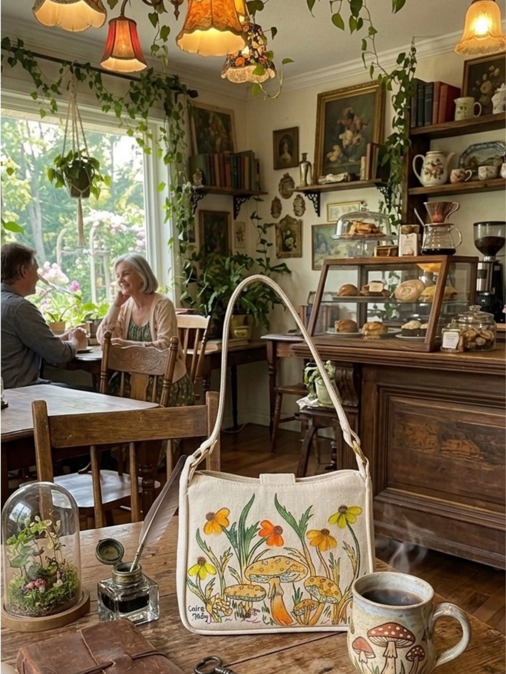 Vintage mushroom Cream Shoulder Bag 1960s